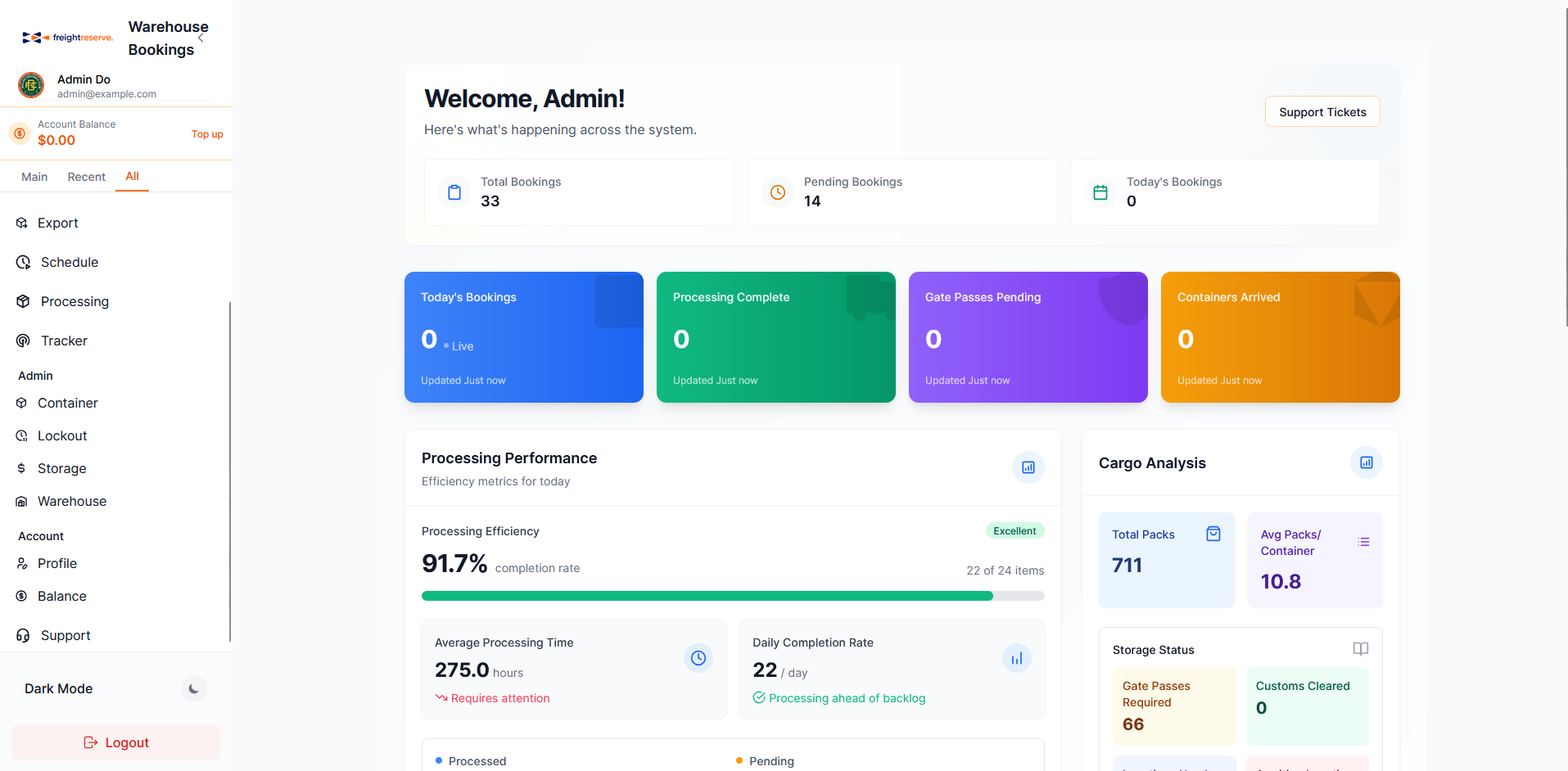 FreightReserve Dashboard